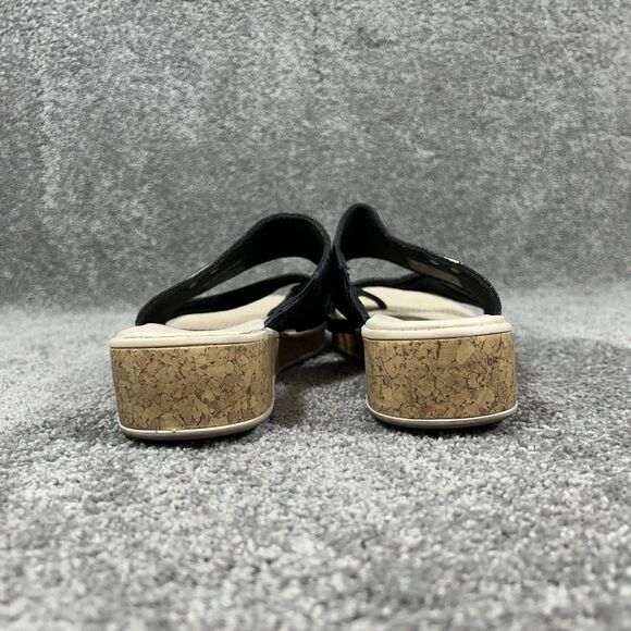 BZees Bora Bright Women's Sz 7 M Black Tan Machine Washable Thong Wedge Sandals - Picture 5 of 8